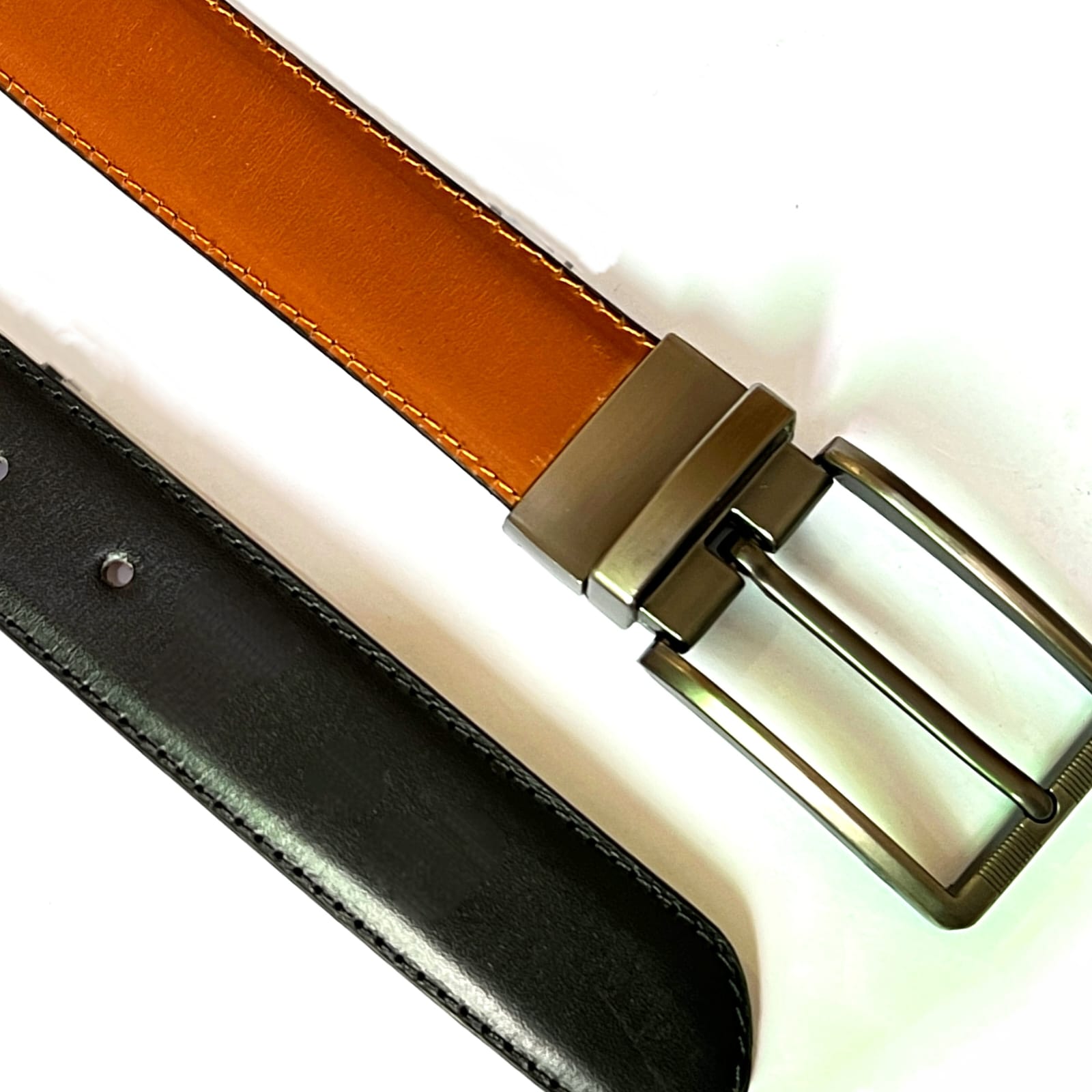 Cow Leather Belt With Reversible Buckle