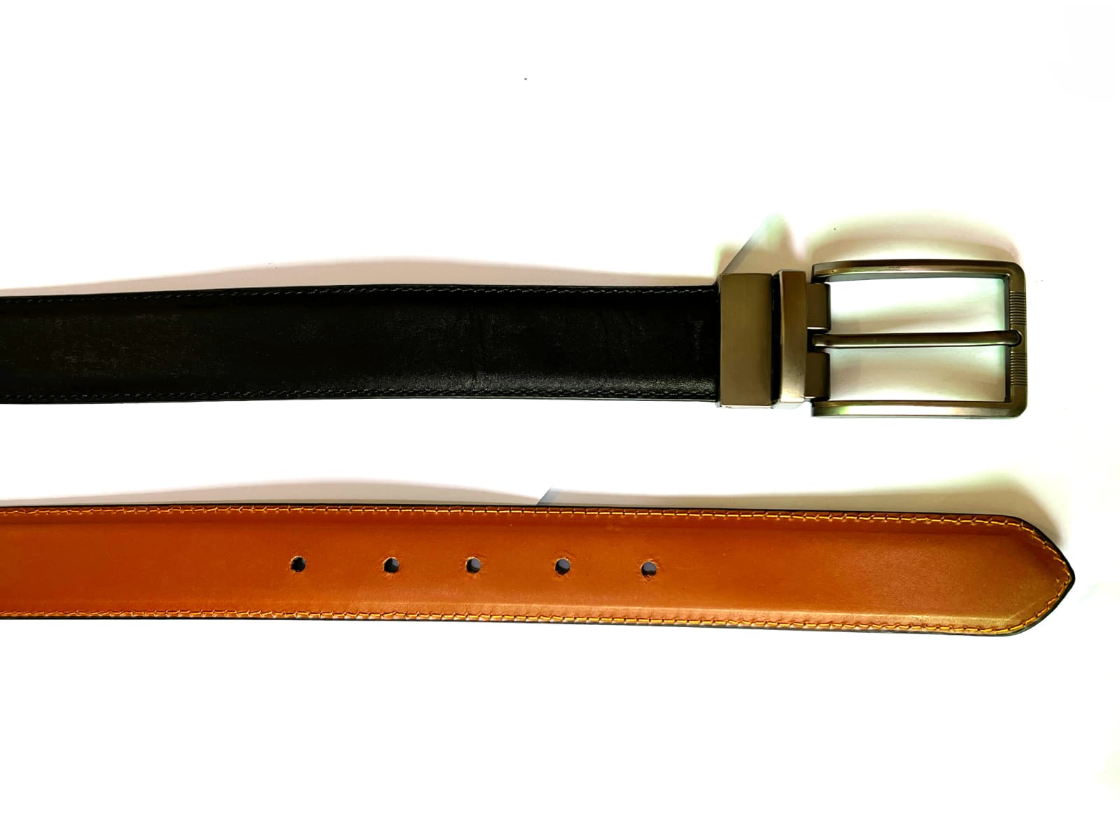 Cow Leather Belt With Reversible Buckle