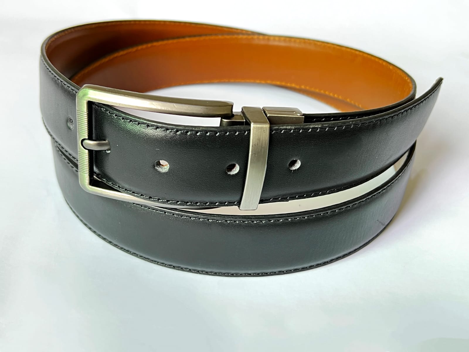 Cow Leather Belt With Reversible Buckle