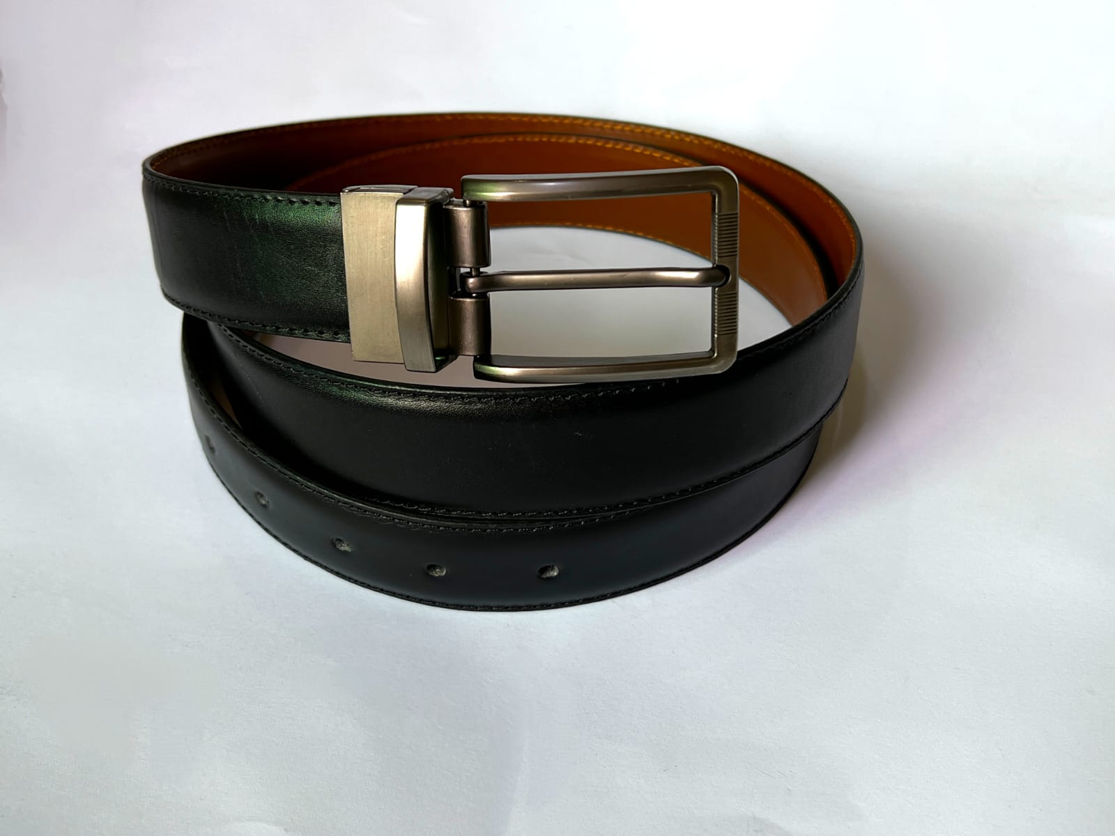 Cow Leather Belt With Reversible Buckle